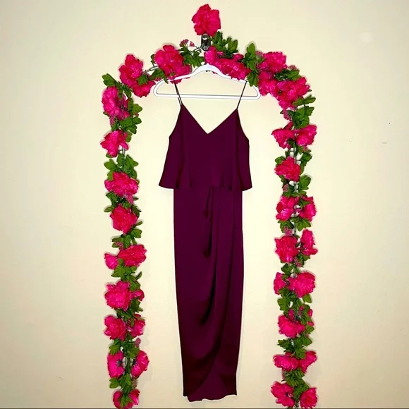 Shona Joy Luxe Cocktail Frill Dress Garnet Size 2 NEW - Picture 3 of 12